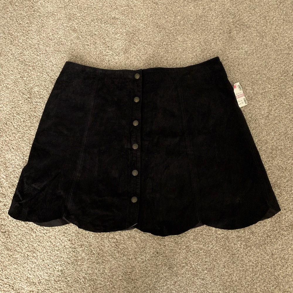 Black Suede Vintage Plus Size Skirt